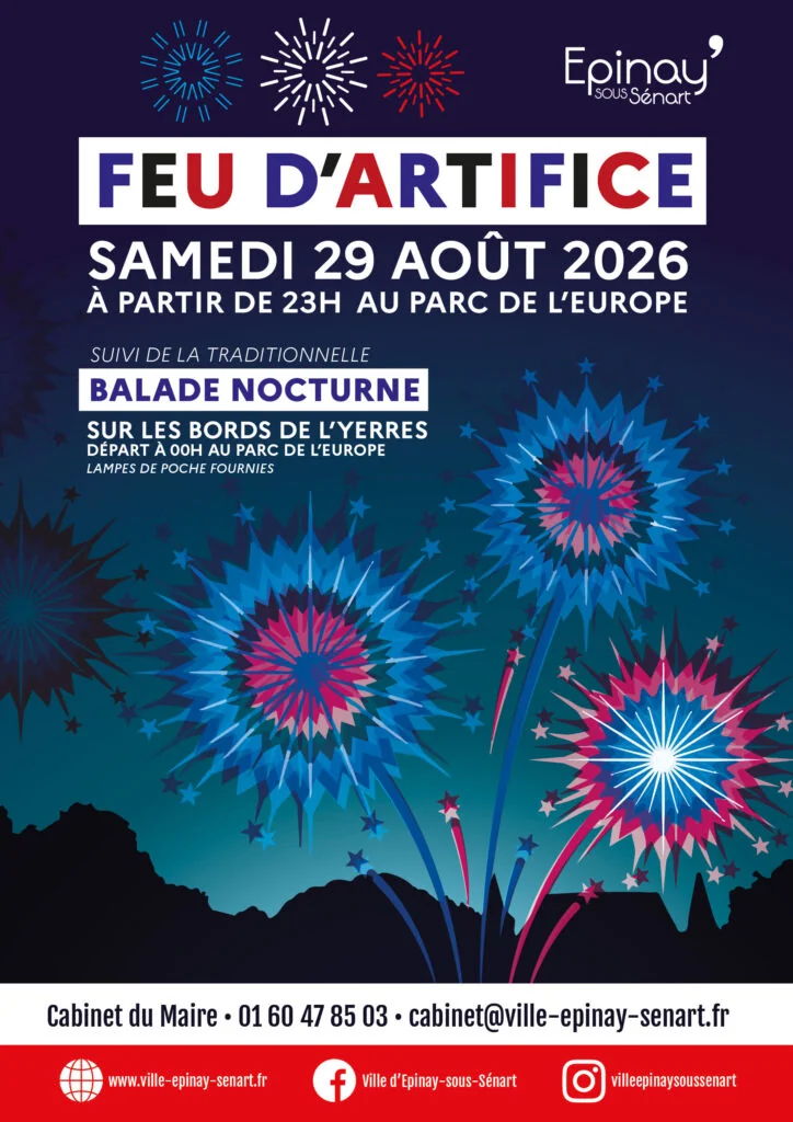 Épinay-sous-Sénart : feu d’artifice gratuit le 29 août: les informations pratiques