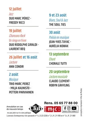 Les Dimanches du Kiosque à Rodez : gratuit le 26 juillet: les dates clés