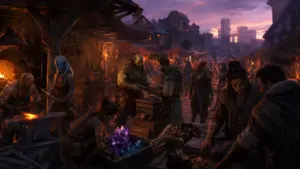 Illustration originale d’un monde MMORPG fantastique pour un guide de serveurs